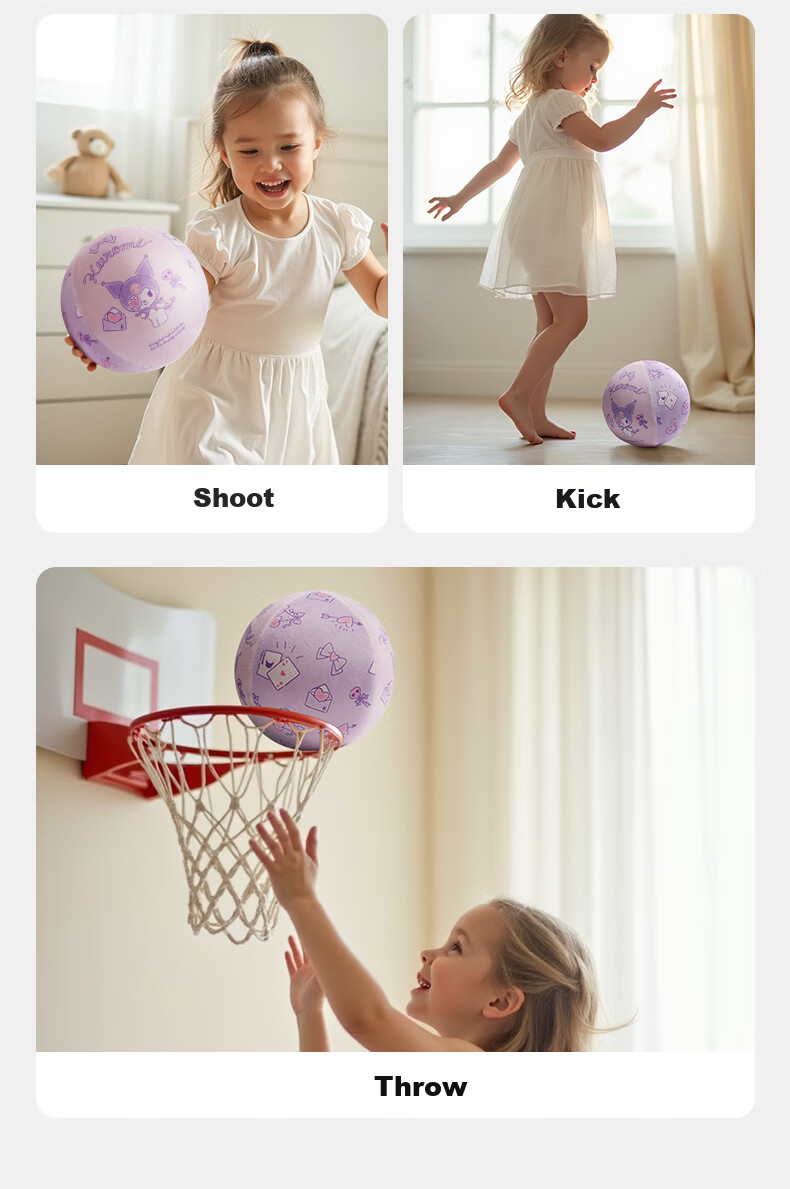 Mesuca Silent Basketball, Size 5, Kuromi Series, Cloth-Covered, Soundless Children's Basketball, Indoor Toy, Bouncy Ball 6