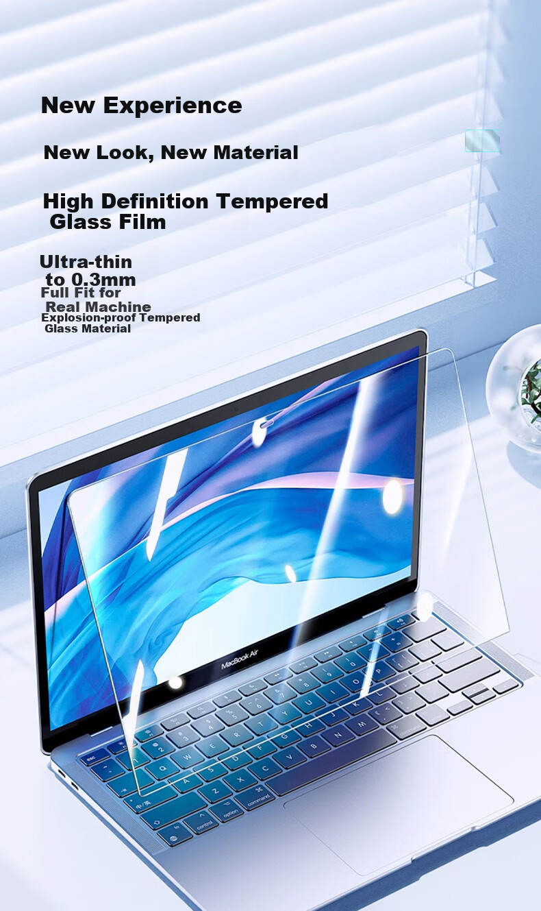 Jiasu Apple MacBook Air 13, 2026/25/24/23 Models, High-Definition Tempered Glass Screen Protector, 13.6-Inch Laptop High-Definition Tempered Glass Screen Film, Scratch-Resistant 1
