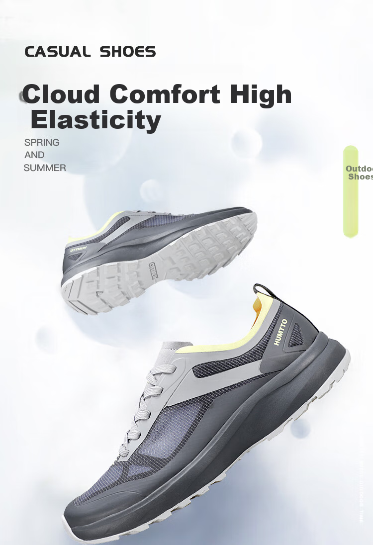 HUMTTO Men's Casual Hiking Shoes, Lightweight Breathable Casual Men's Shoes, Shock-Absorbing Non-Slip Mountaineering Shoes, Charcoal Black, Size 44 1