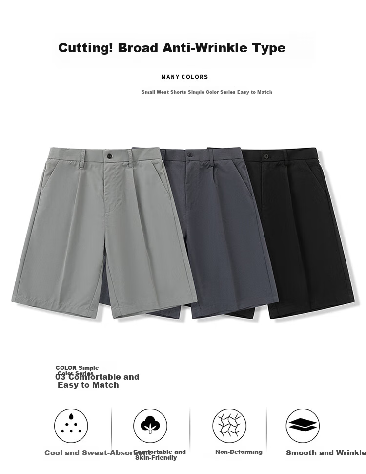 I'M DAVID Men's Suit Shorts, Straight-Leg Loose Thin Summer Pants, Casual Five-Point Shorts for Men, Dark Gray, M 3