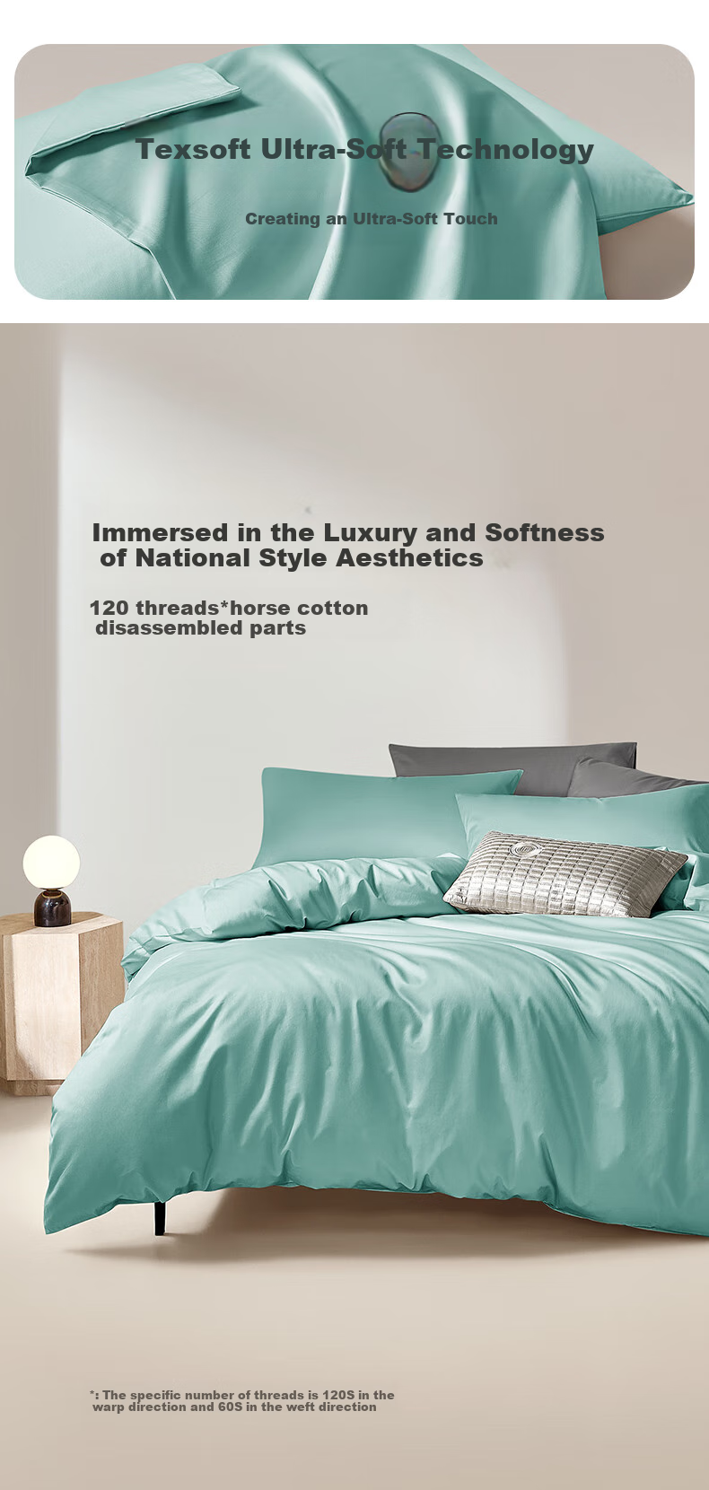 LUOLAI Home Textiles, 60 Count 100% Pure Cotton Duvet Cover, Single Piece, Purple, 220*250 1