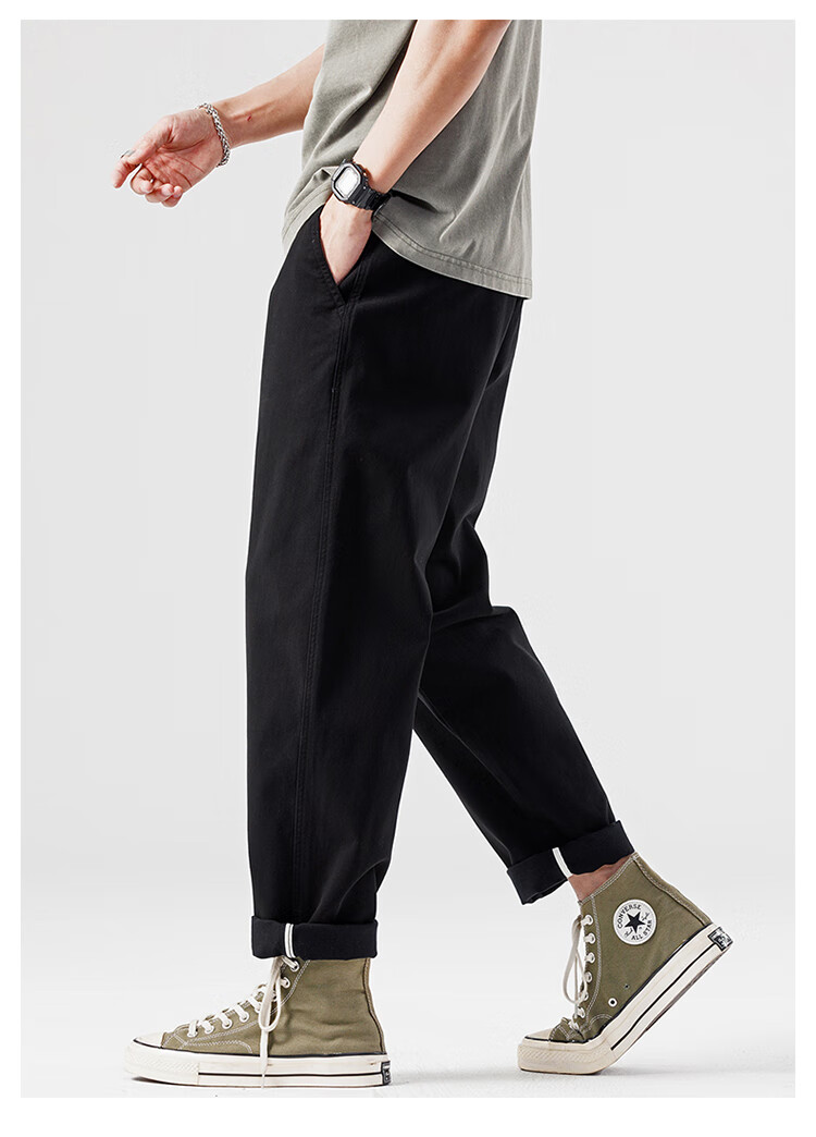 JEEP Casual Pants for Men, Loose-Fitting Trendy Spring And Summer High-End Straight-Leg Cargo Pants, Light Khaki, Size 28 11