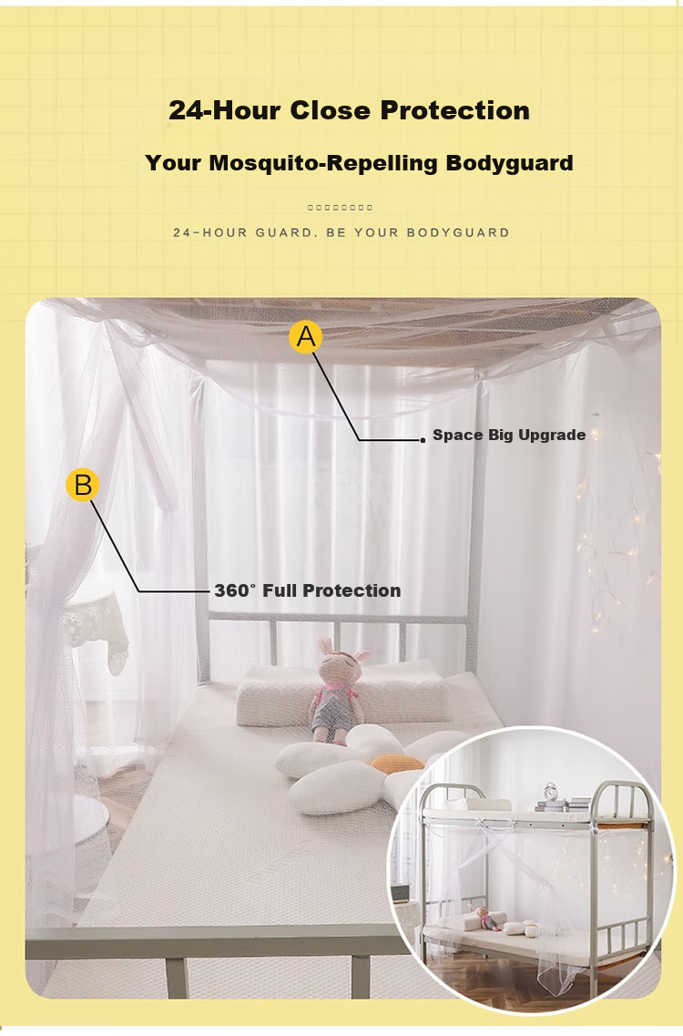 Grace Student Dormitory Bed Curtain Mosquito Net Single Door 1.2m White [Dense Mesh for Lower Bunk] 2
