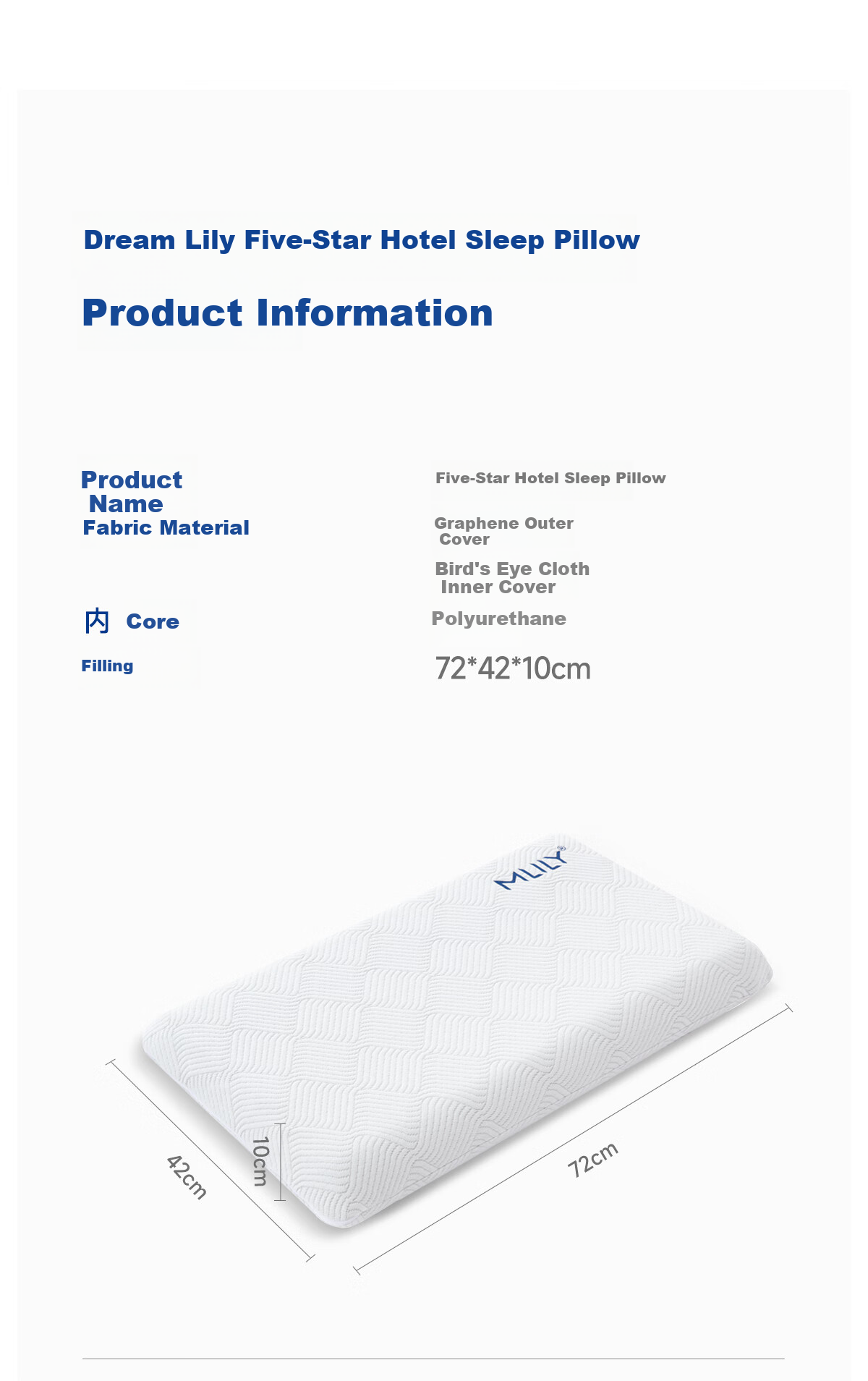 MLILY Slow Rebound Memory Foam Pillow, Cervical Pillow, Neck Support Pillow Core, Bread-Style Pillow, Adult Hotel Zero Pressure Same Model Pillow, Height 10cm 14