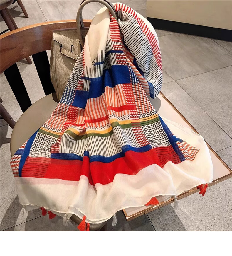 Jian Cai Premium Printed Silk Scarf for Women 2026 New Shawl Travel Sun Protection Gauze Scarf Ethnic Style Frog Button Wrap Beach Outerwear 12