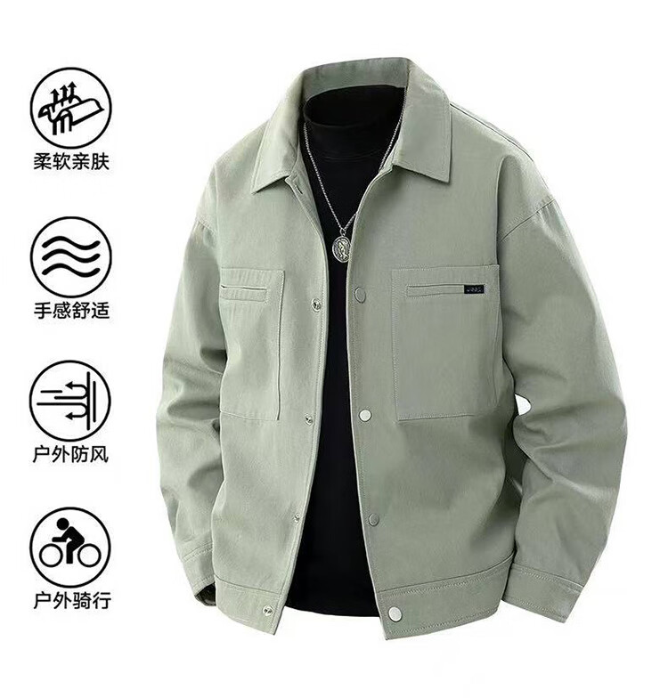 JEEP Men's American Style Turn-Down Collar Jacket 2025 Autumn Winter New Fashion Loose Washed Yarn Workwear Casual Coat 1