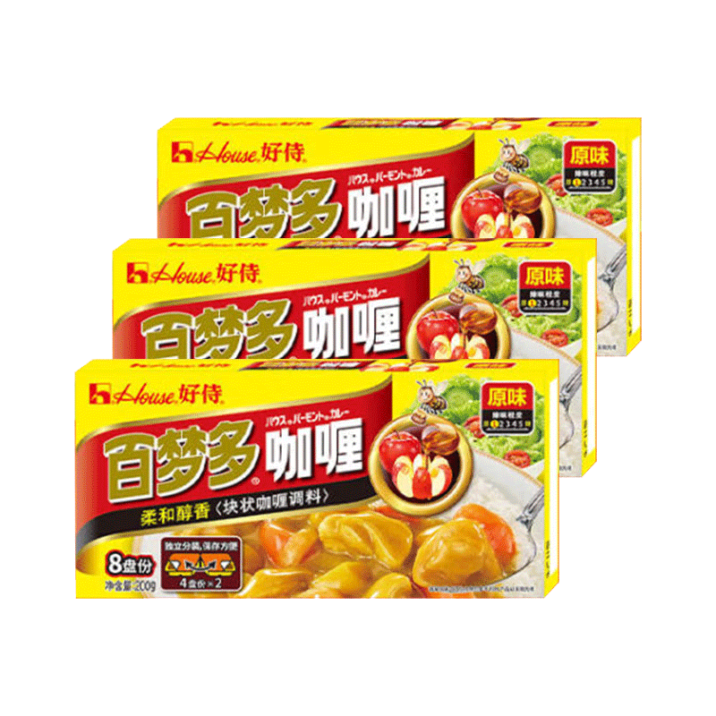 好侍（House）百梦多咖喱块 原味 100g*3盒 日式块状咖喱调味料