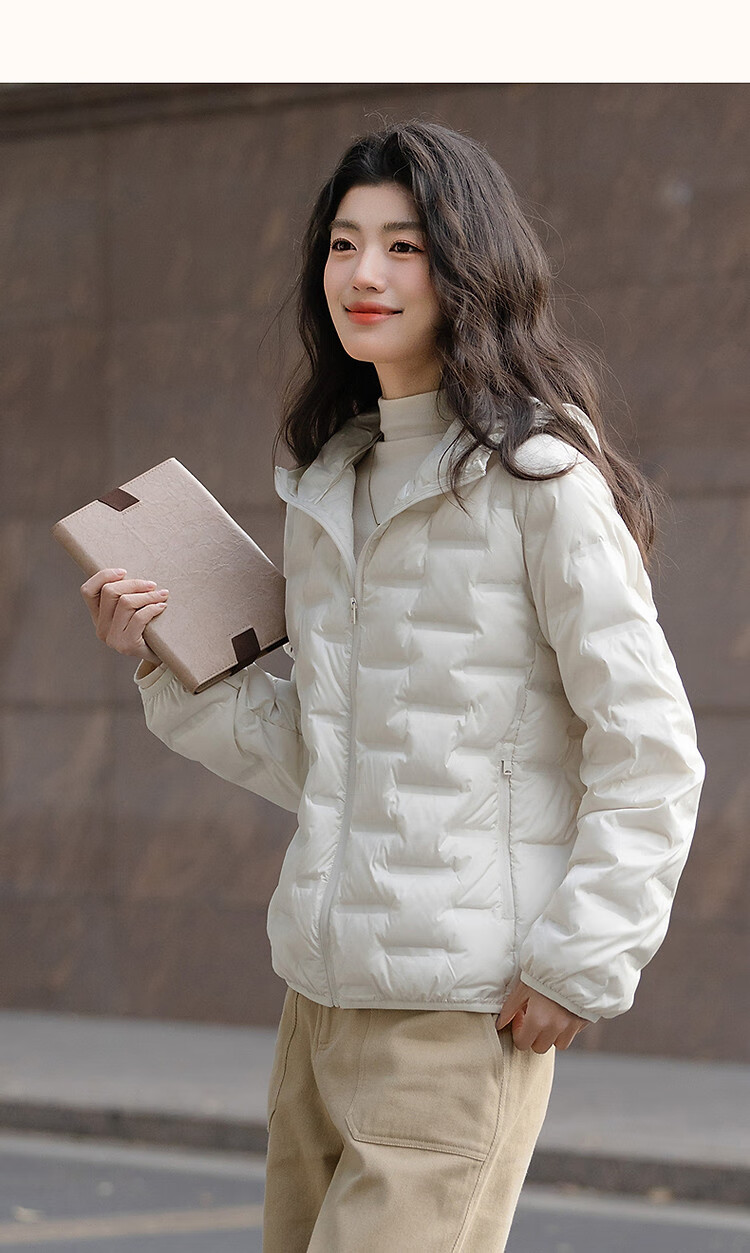 Demana [Milk Ball First Snow] Women's Winter High Warmth 90% Duck Down Quilted Tape Edge Down Jacket 17