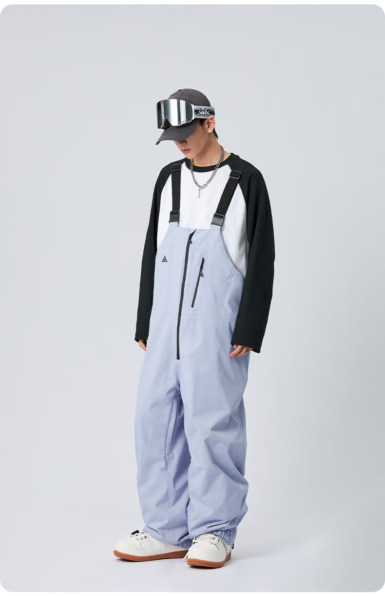 Nan En Single Board Ski Suit Bib Pants 3L Waterproof Thickened Warm Unisex Black M 3