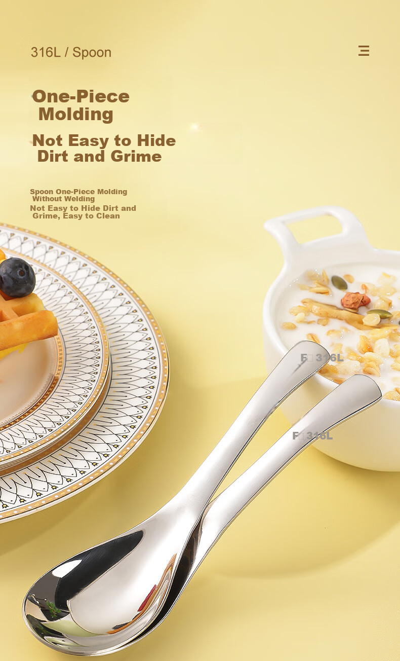 Guangyi Spoon, 316L Stainless Steel Soup Ladle, Household Serving Spoon, Enlarged And Thickened Dining Spoon, 2-Piece Set, GY8549 5