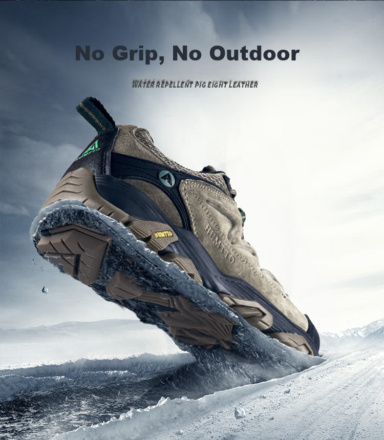 HUMTTO Low-Top Outdoor Hiking Shoes for Men, Shock-Absorbing Non-Slip Mountaineering Boots Breathable Casual Men's Shoes Khaki Size 40 3