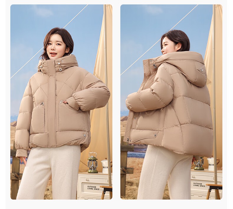 SNOWFLYING Women's Short Down Jacket 2025 Autumn Winter New Fashion Collar Warm 90% Down Coat Green XS 21