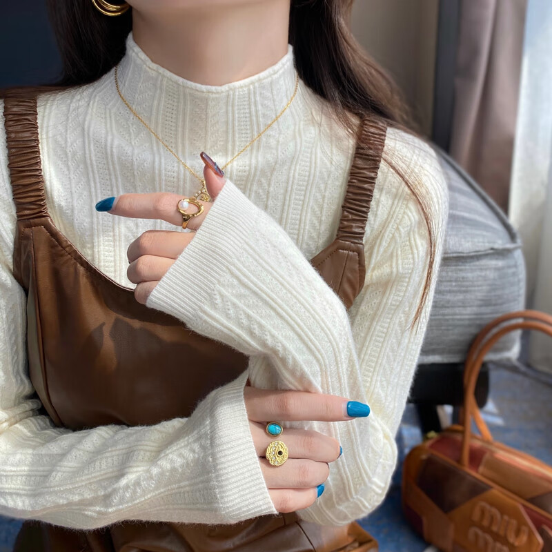 YUZHAOLIN Gray Half Turtleneck Base Shirt Women's Little Chanel Style Inner Wear 2025 Autumn Winter New Sweater Knit Top