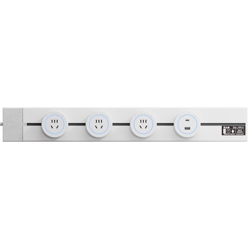 CHIGO Track Socket with Cable Kitchen Bedroom Surface Mounted Portable Power Track Extension Socket Board Cream Style Guide Rail Socket 40cm Track + 3 Three-Prong Outlets White