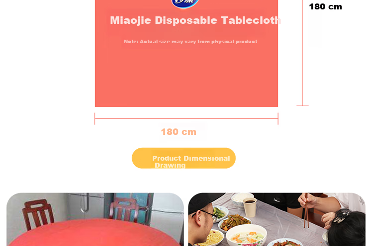 MIAOJIE Disposable Tablecloth C-Type Table Cover, Medium Size, 10 Pieces Per Pack, Plastic Film Placemat for Dining Table, Picnic Cloth, Red And White Randomly Sent 5