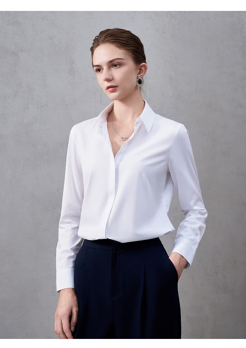 G2000 Women's Long Sleeve Modal Stretch Shirt with Complimentary Necklace, Four-Season Mall Style 5