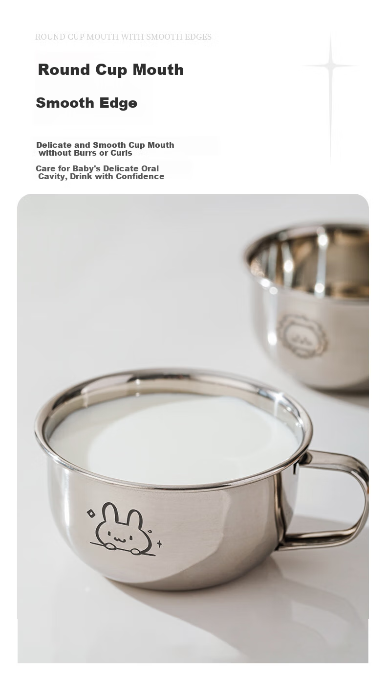 TREEJACK 316L Stainless Steel Cartoon Children's Small Water Cup, Baby Kindergarten Home Use Open Cup Milk Tea Beverage Mug 3