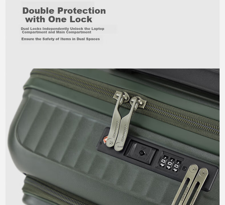 CONWOOD MEGA Series Front-Opening Carry-On Luggage Laptop Case Trolley Suitcase PC290F+, Olive Green, 20 Inches 8