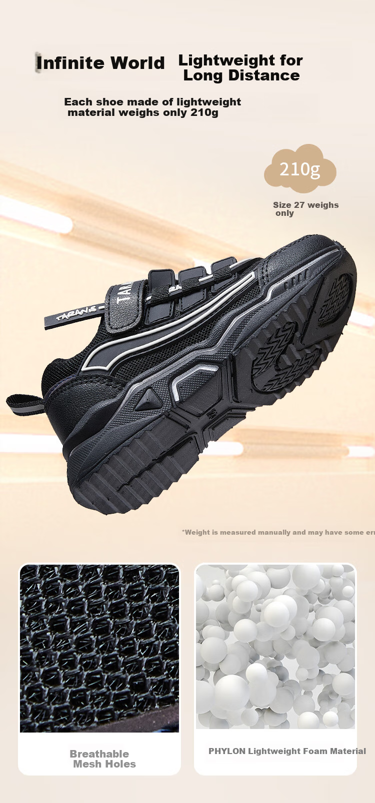 TARANIS Spring Children's Sports Shoes, Boys' Soft-Soled Dad Shoes, Girls' Running Shoes, Casual Dad Shoes, Black, Size 28 4