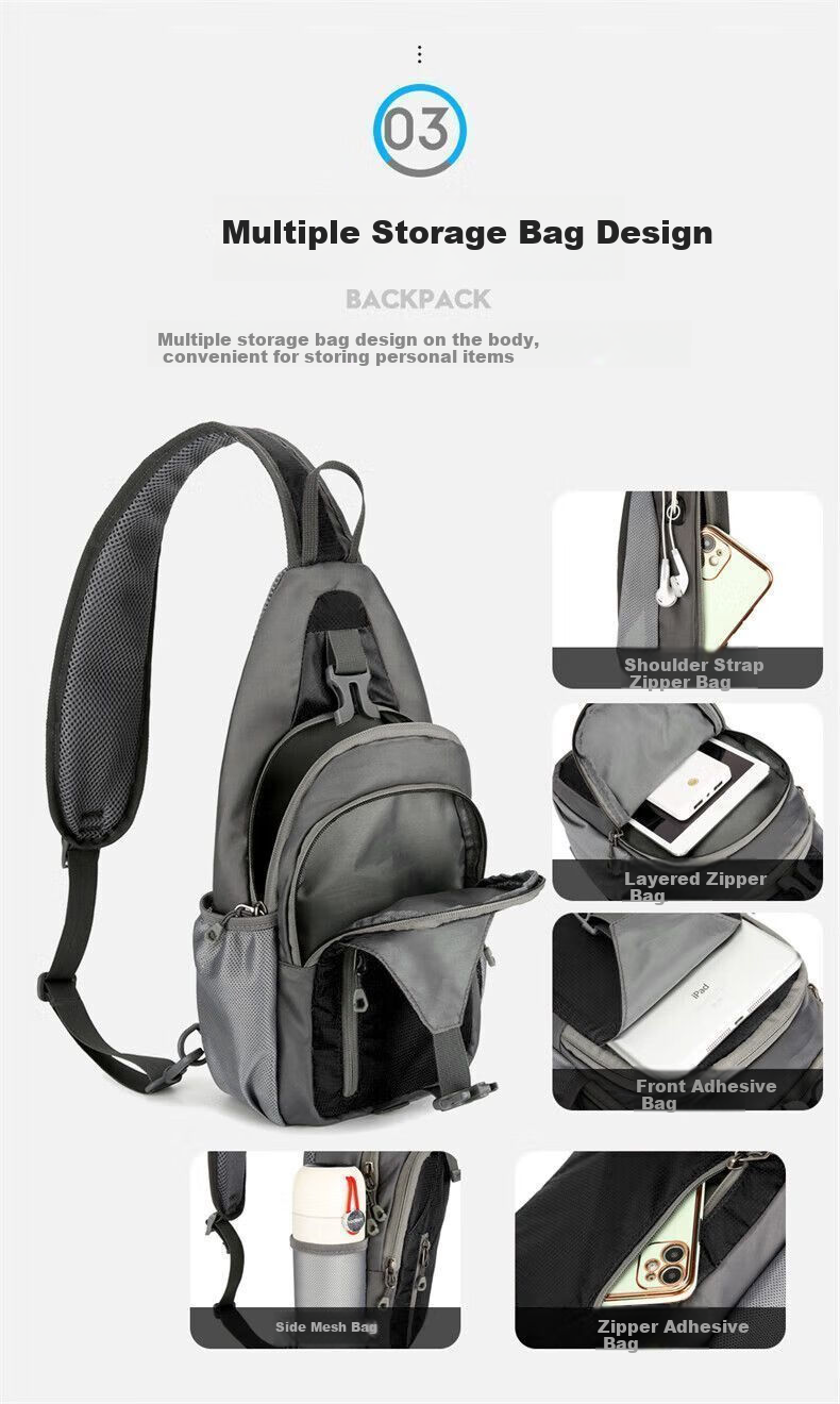 JEEP Crossbody Bag for Men, Outdoor Sports Backpack, Large Capacity Shoulder Bag, Casual Commuter Water-Resistant Phone Pouch 4