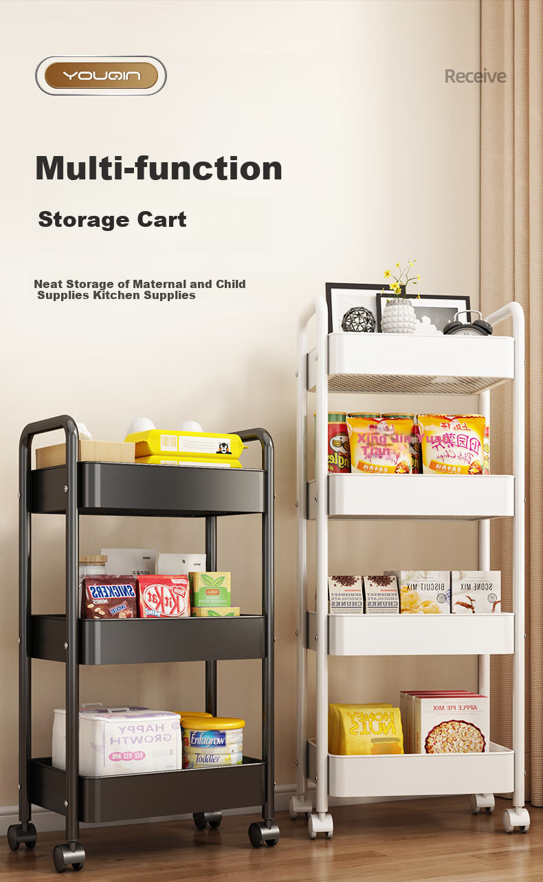 Jiadu Kitchen Storage Rack, Multifunctional Floor-Standing Vegetable Trolley, Household Fruit And Vegetable Basket, Multi-Layer Storage Shelf 1
