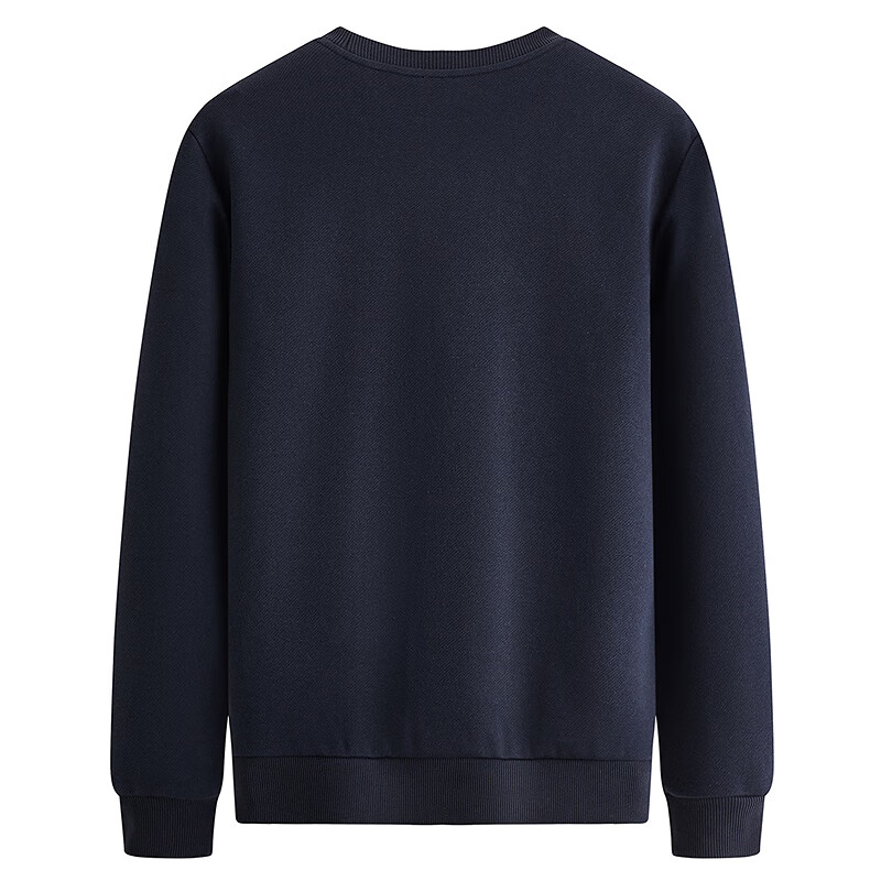 Dancing with Wolves [Anti-Static & Antibacterial] Fashionable Versatile Embroidered Skin-Friendly Pullover Crew Neck Sweatshirt 102 Dark Blue L