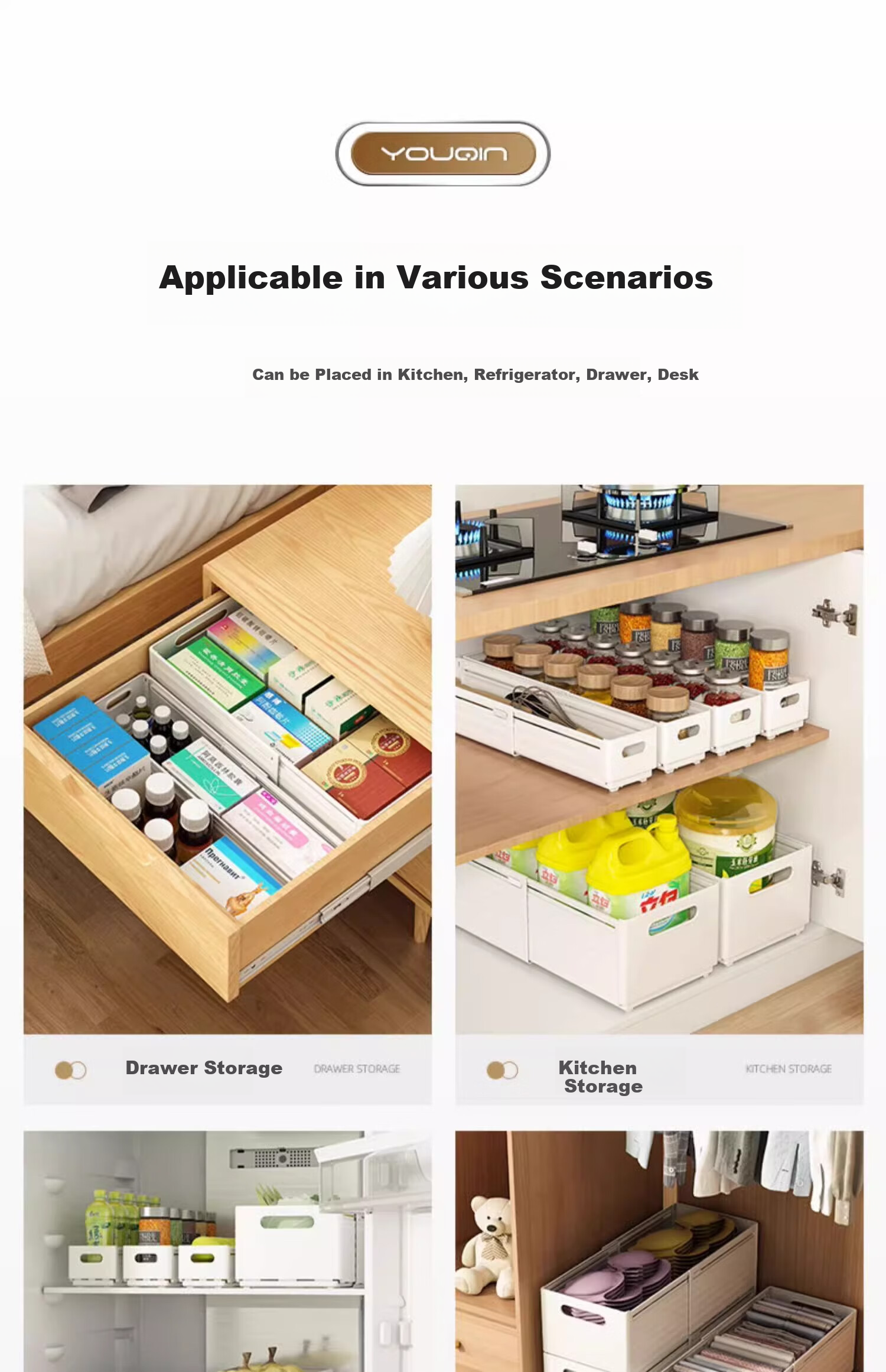 Jiadu Extendable Storage Box, Drawer-Style Desktop Snack Organizer, Kitchen Storage Container, Deep Cabinet Storage Box 16