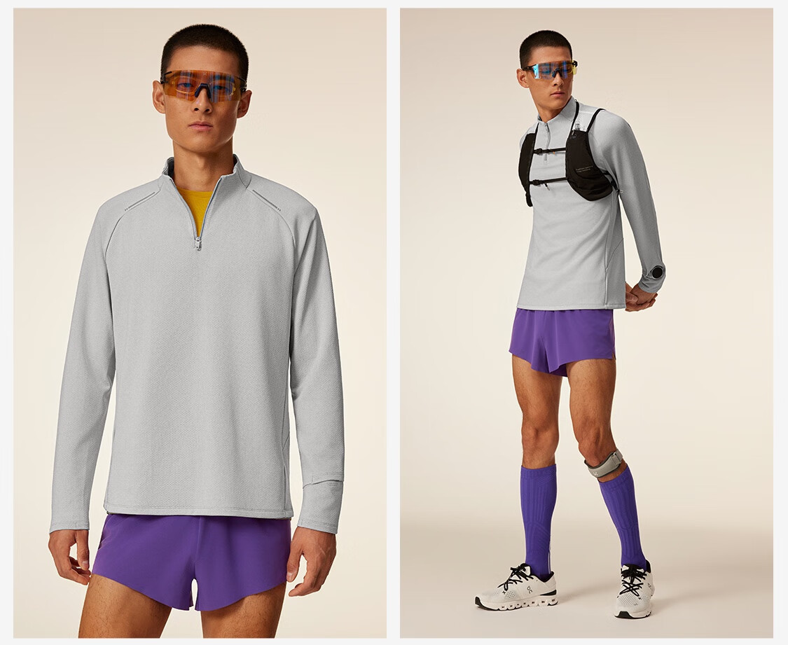Keep Men's Sports T-Shirt Autumn Winter Breathable Quick-Dry Gym Half-Zip Stand Collar Running Long Sleeve Tee 8814 19