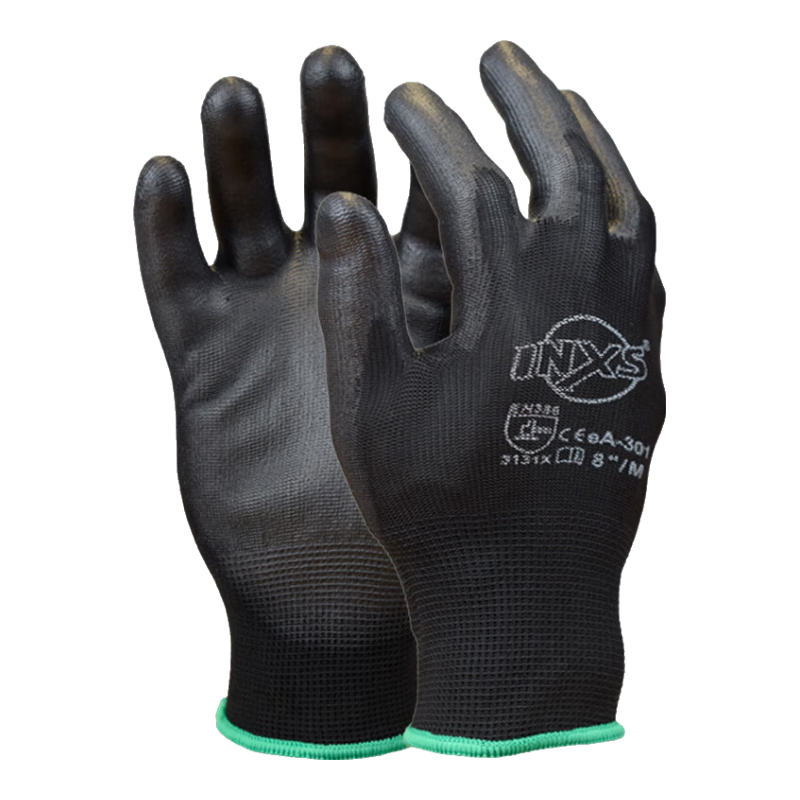 Sailite PU Work Gloves 10 Pairs/Pack Lightweight Durable PU Coated Hardware Tools General Labor Protection Gloves eA-301 Black Size 9