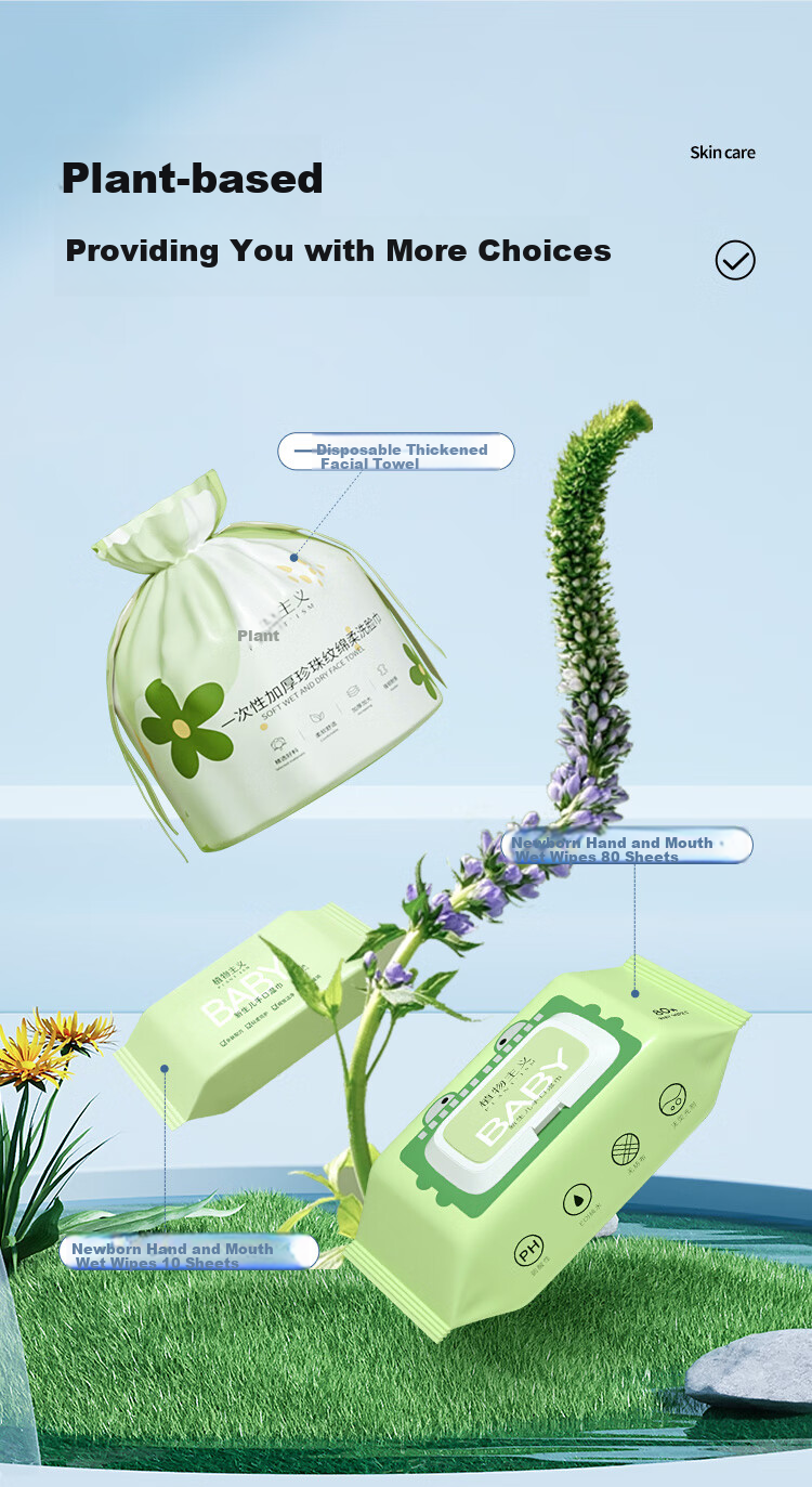 Zhiwuzhuyi Disposable Face Towels, Thick And Soft, Portable Pull-Out Makeup Removers, Wet And Dry Dual-Use Cleansing Wipes, 4 Packs 5