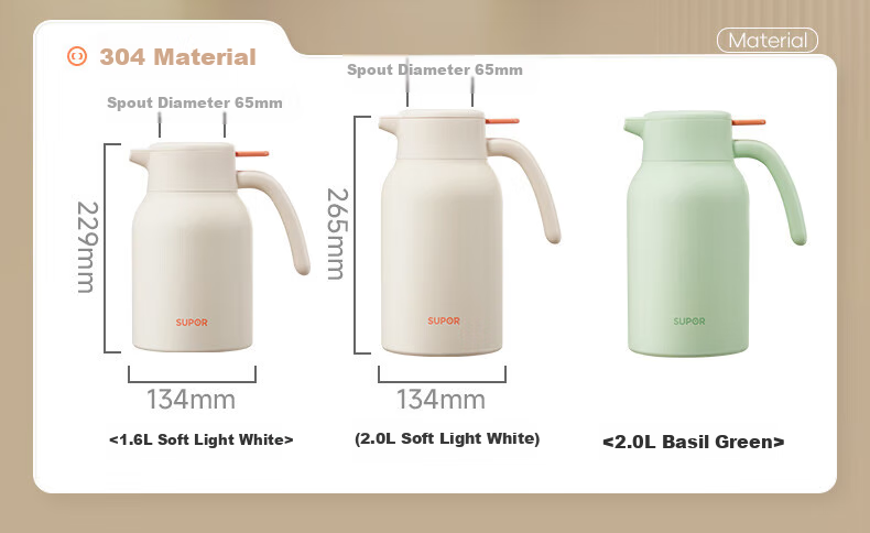 SUPOR Insulated Bottle, Household Stainless Steel Water Bottle, Large Capacity Thermos, Hot Water Bottle, Warm Water Bottle, for Student Dormitory Use, Push-Button Insulated Bottle 13