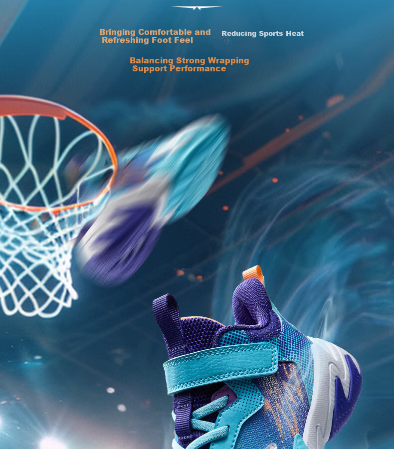 361° Children's Shoes, Hanjiang Kids Basketball Shoes, Size 25, All-Season Hard Ground Wear-Resistant Practical Training Sports Class Basketball Shoes, Purple, Size 27.5 9