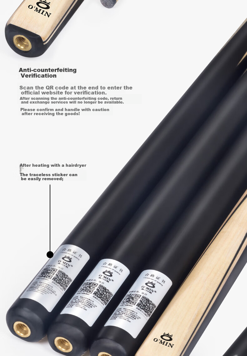 Aomi Ice Blade Pool Cue, Full-Length Small Tip Snooker Cue, Chinese Black Eight Billiard Cue, 16 Colors, 11.5mm 10