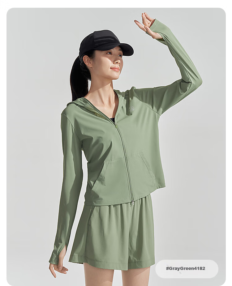 BOSIDENG Summer National Standard Sun Protection Clothing for Women, Short UV-Resistant Breathable Slim-Fit Lightweight Jacket UPF100 36