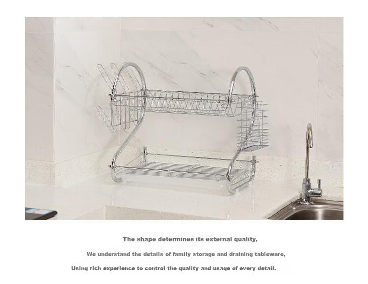 Ourunzhe Bowl And Plate Rack, S-Shaped Double-Layer Kitchen Dish Storage Rack, Draining Bowl Holder, Chopstick Stand, Dish And Plate Organizer 10