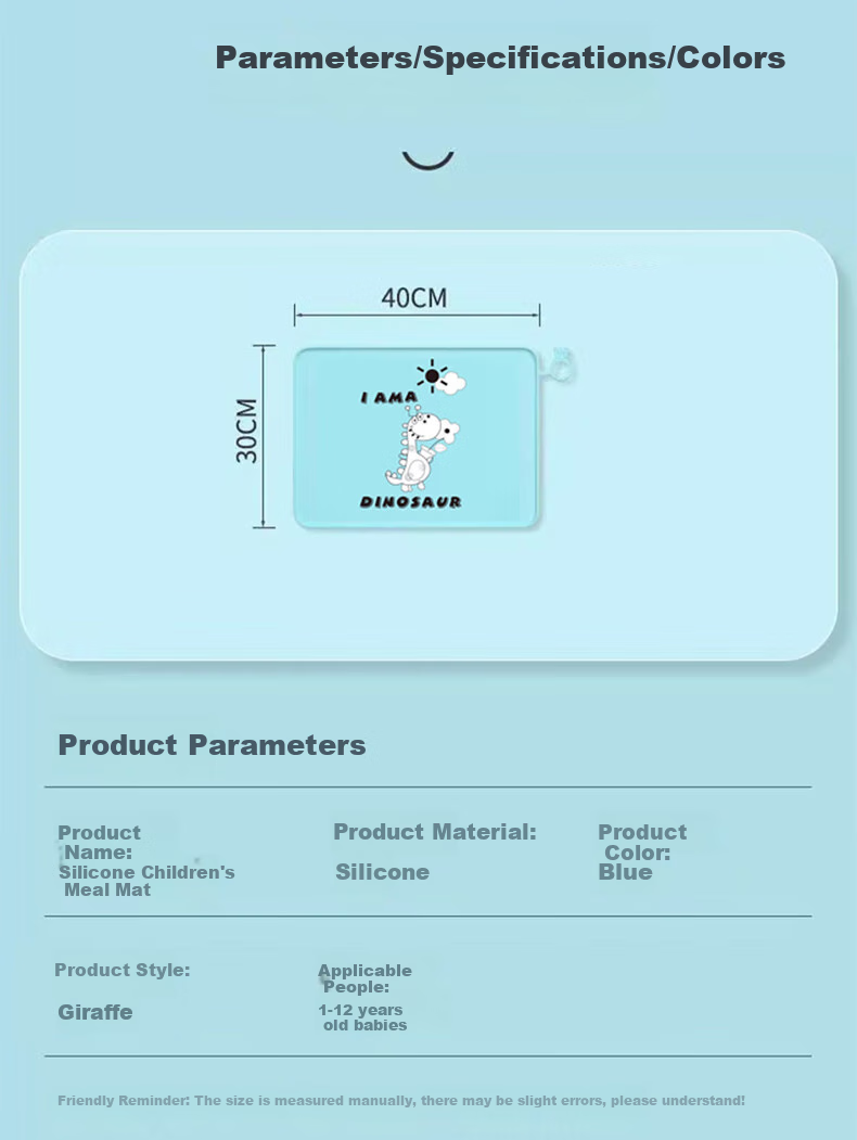 Jingxun Student Placemat, Children's Dining Mat, Elementary School Lunch Pad, Waterproof, Oil-Proof, Heat-Resistant Mat, Blue Long Neck Dragon Design, 1 Piece 9