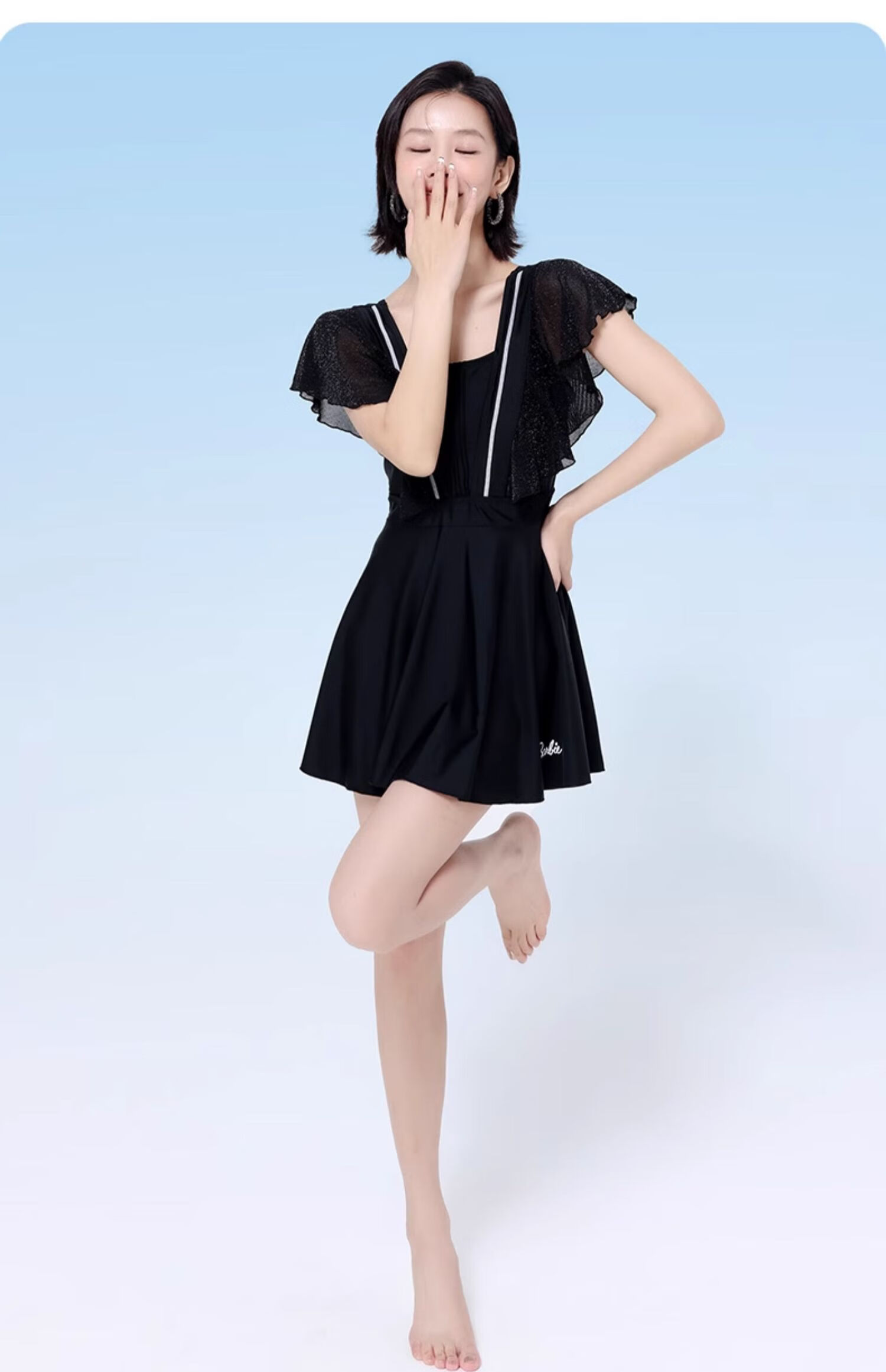 Barbie Conservative One-Piece Swimsuit for Women, Slimming Black Dress-Style Sexy Plus Size Swimwear for Beach Vacation And Hot Springs 14