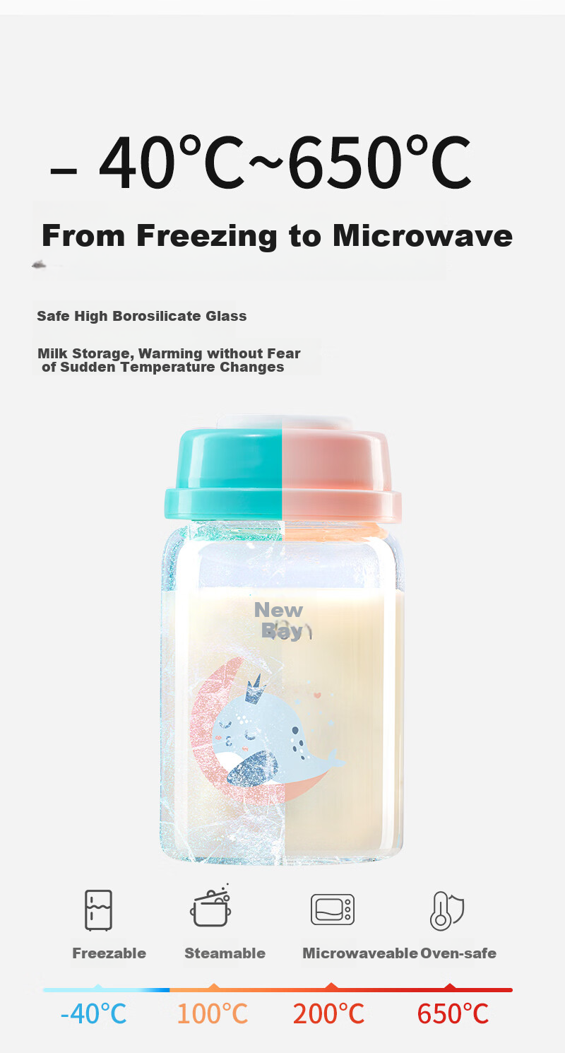 Xenbea Glass Breast Milk Storage Cup, Sealed Container for Breast Milk Preservation, PP Material with Lid, 180mL, Pack of 2, 9161 3
