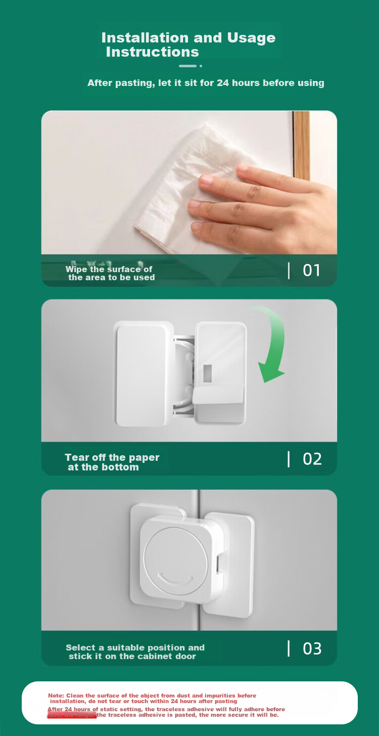 9I9 Baby Anti-Drawer Lock Cabinet Door Lock Refrigerator Lock Child Safety Lock Door Cabinet Lock, 5-Pack A4 10