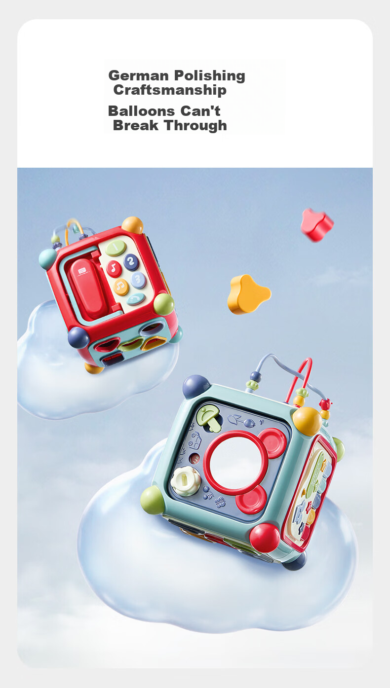 Babycare Six-Sided Box Multifunctional Baby Toy, Shape Matching Cognitive Building Blocks House, Koni Lain'er Children's Birthday And First-Year Gift 8