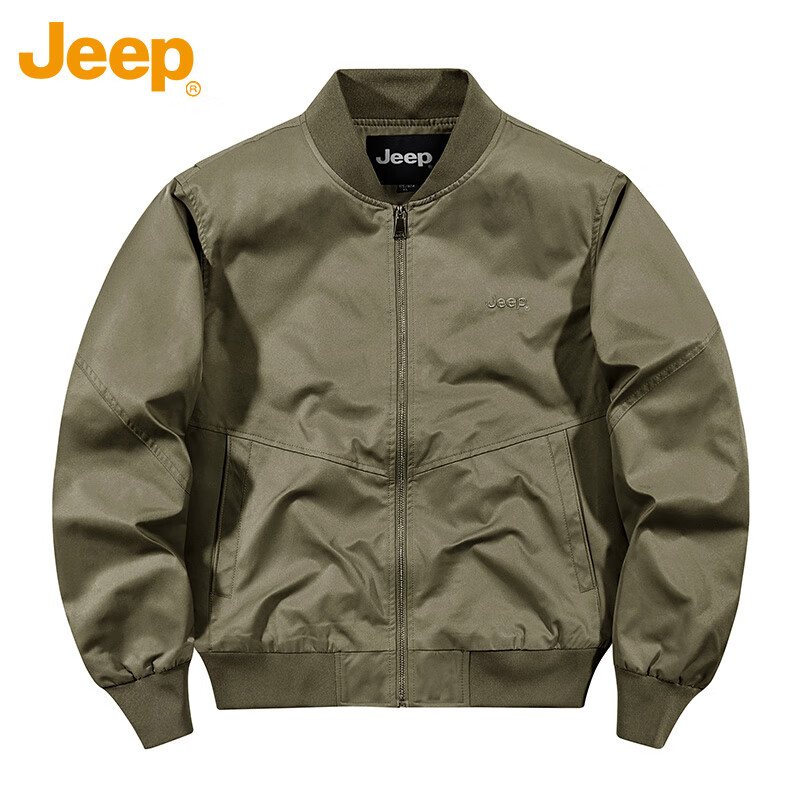 JEEP Men's Military Green XL Flight Jacket Bomber Collar Spring Autumn Workwear