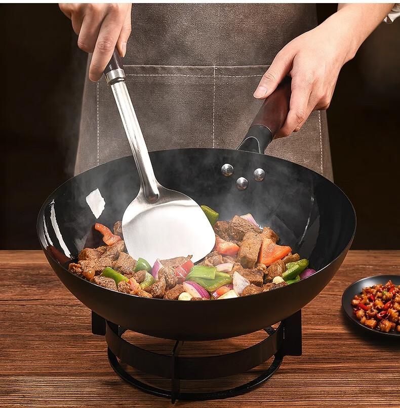 Royalstar Vintage Stir-Fry Pan 34cm Round Bottom No Coating Non-Stick Gas Stove Compatible With Handles Without Lid 12