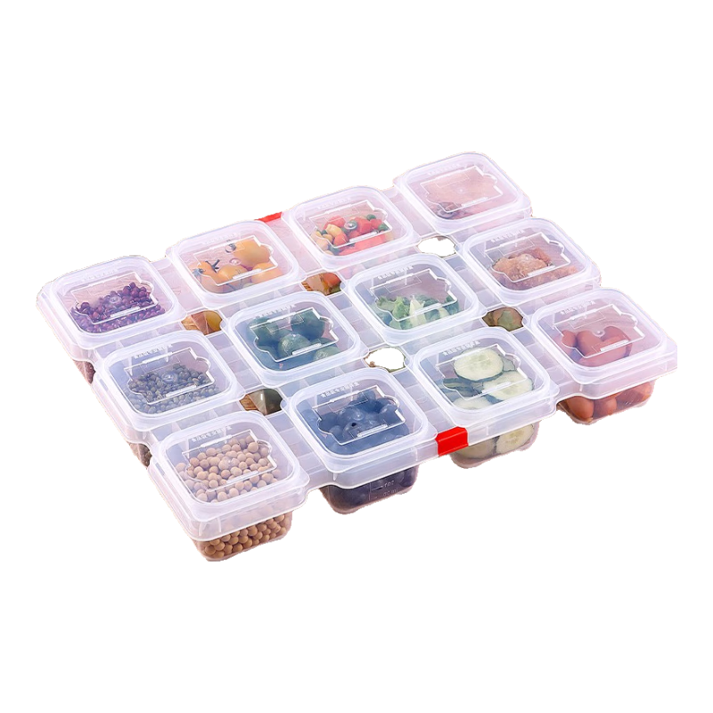 Baijie Food Sample Storage Box for Kindergarten, School, Hotel, Fresh-Keeping Material Sampling Box with 12 Compartments (With Labels)