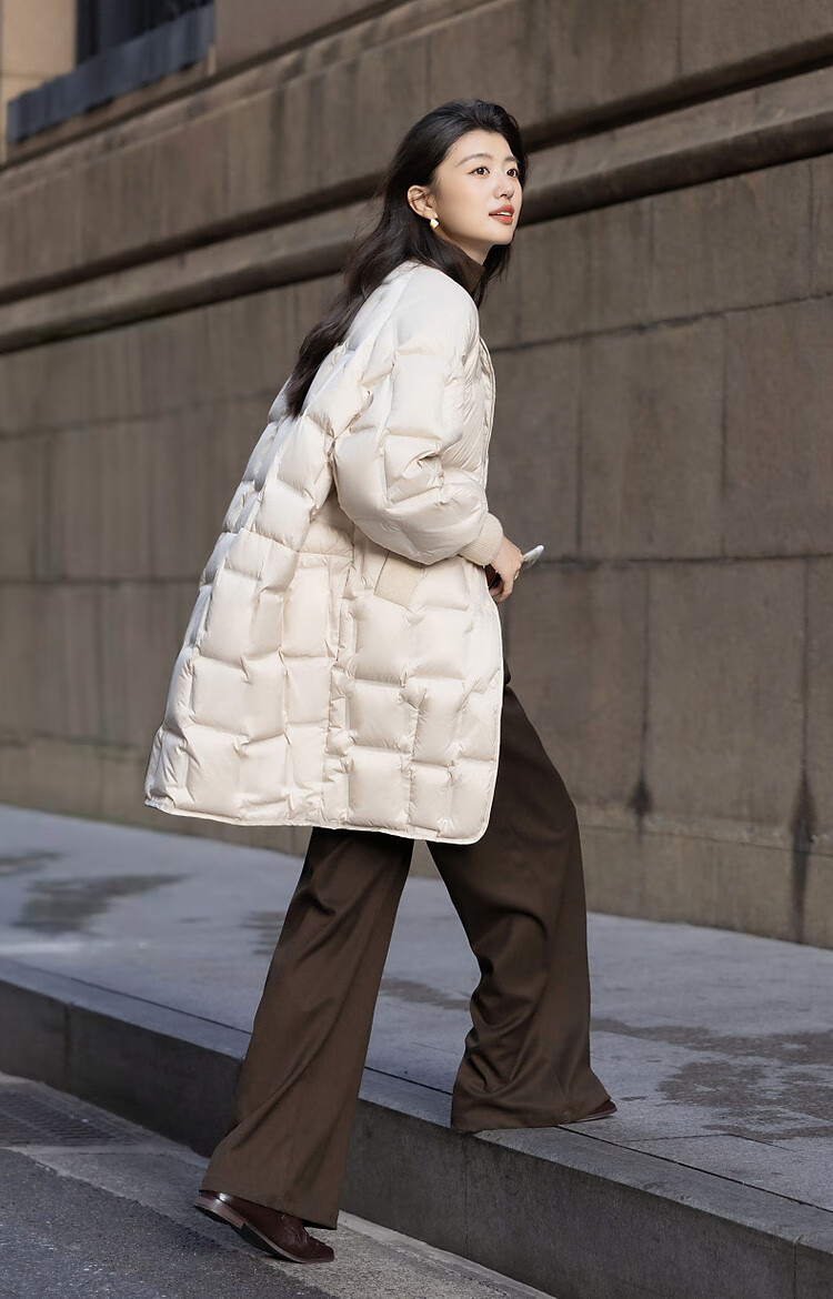 Dme [Puff Lover] 25 Winter Cloud 90% Duck Down Matte Horizontal Knitted Slimming Bread Women's Down Jacket 18