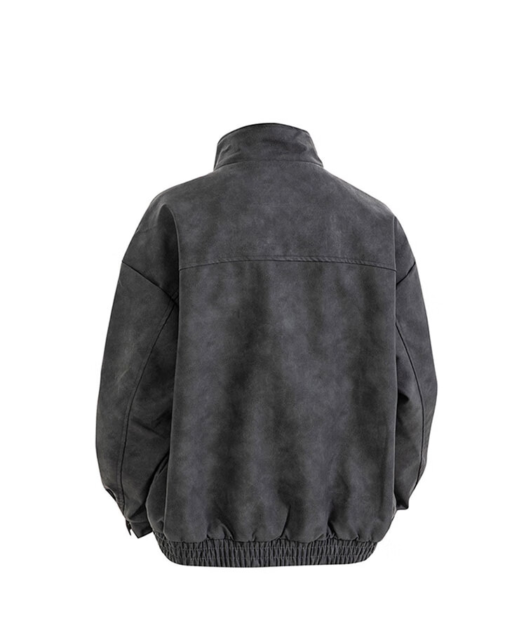 TUCANO Men's Leather Jacket Spring Autumn Loose Fit High-End Casual Windproof Retro Coat Black Gray M 6