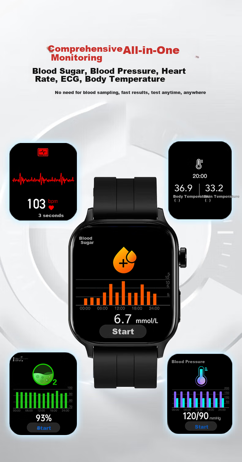AILUO Blood Glucose Monitoring Watch: All-In Smart Health Device for Blood Pressure, Heart Rate, ECG And Stroke Detection, Non-Medical Grade, Non-High Precisio 6