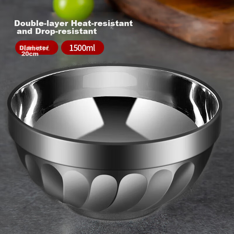 Maxcook Миска из нержавеющей стали, 20 см, большая суповая миска, двойная термостойкая миска MCWA-101