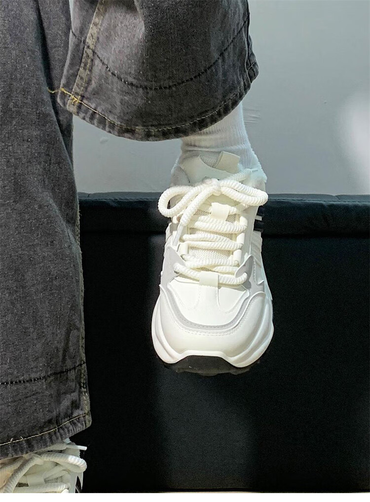 Renben Super Popular Couple Shoes Fleece Warm Unisex Sports Sneakers Women New Thick Sole Korean Style Versatile Dad Shoes 9