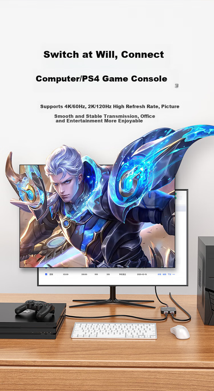 UNITEK HDMI Switcher Two-In 4K HD Video Splitter for Laptop, Smart Box to TV Projector Bidirectional Conversion V140A 5