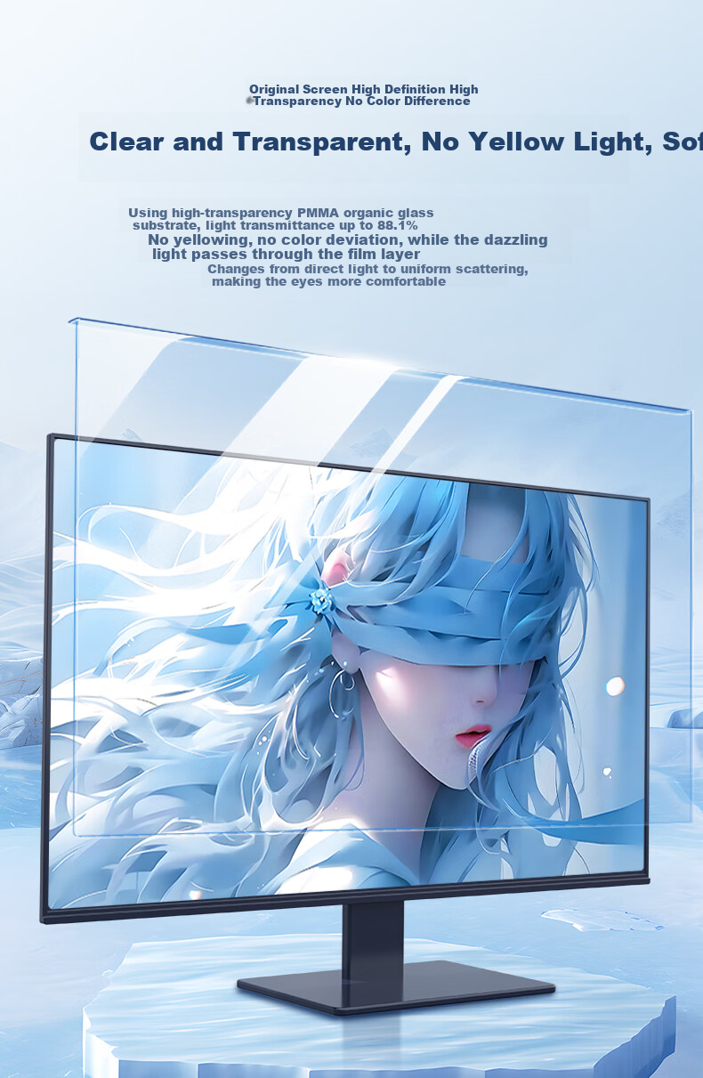 Mryc Monitor Computer Anti-Blue Light Protective Screen Desktop Laptop Screen Protector Radiation Shield Eye Protection Blue Light Filter Acrylic Hanging 16-inch 16:10 10